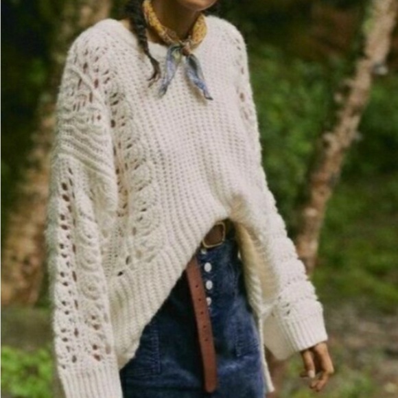 Anthropologie Pilcro Devenne Pointelle Knit Sweater oversized Sized XS - Picture 1 of 5